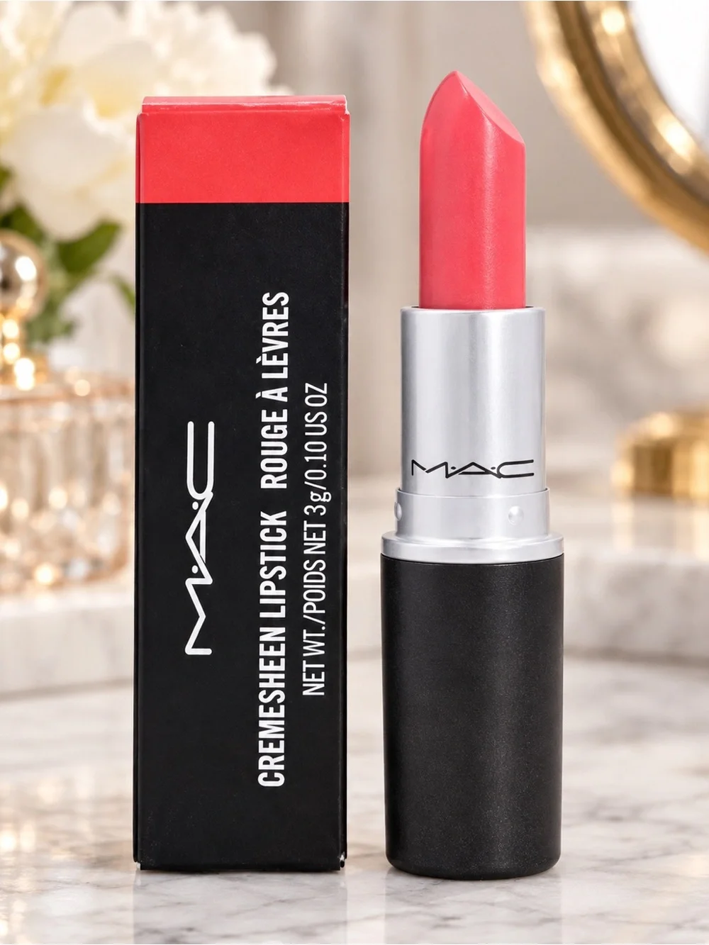 MAC Cremesheen Lipstick Pretty Boy 231 Red Coral Classic Discontinued Shade NIB